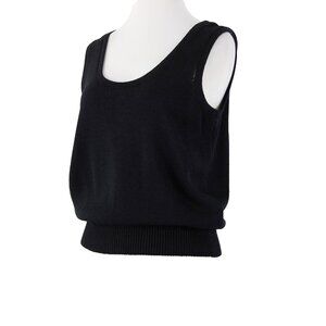 St John Basics Sz M Black Wide Strap Santana Knit Tank Top